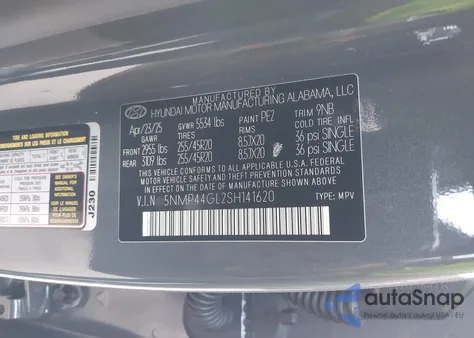 2025 Hyundai Santa Fe Limited from USA, damaged, VIN 5NMP44GL2SH141620